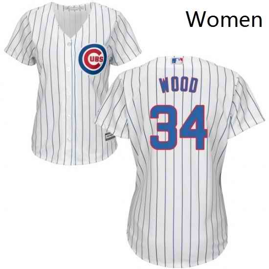 Womens Majestic Chicago Cubs 34 Kerry Wood Replica White Home Cool Base MLB Jersey
